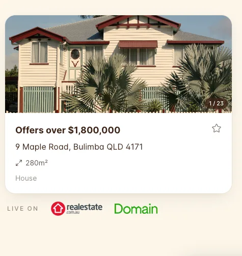 Your home lists on REA & Domain, with open homes